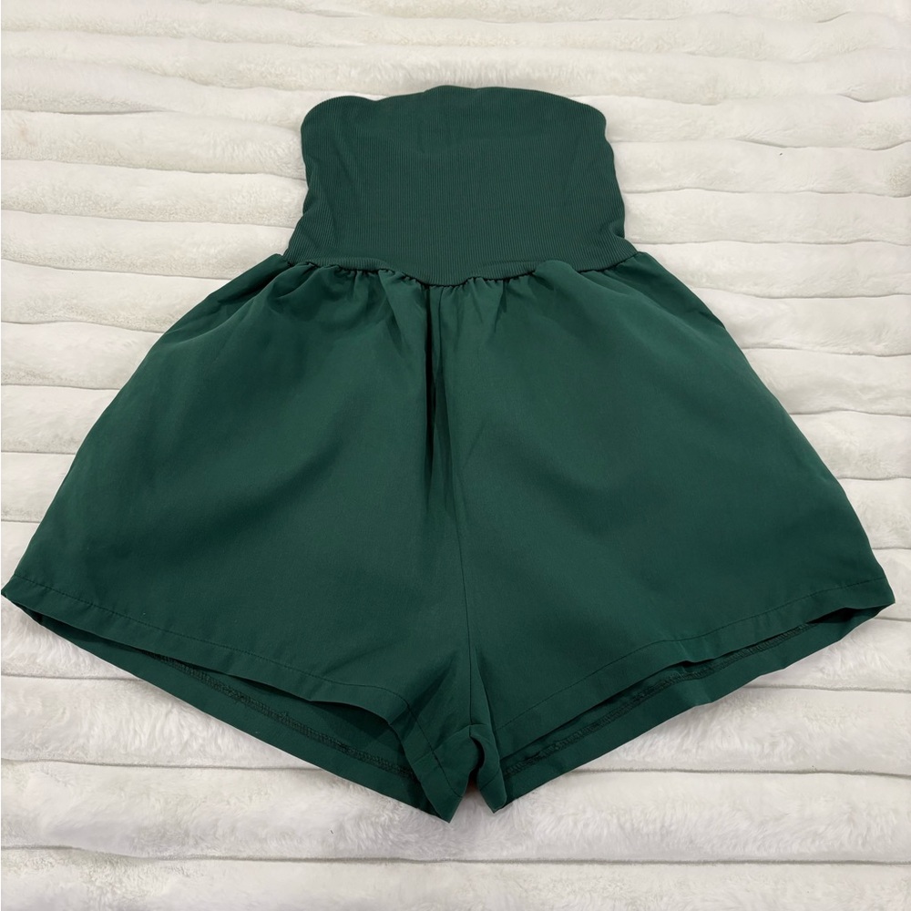 Lovito Green Women's Strapless Romper Night Out Summer Nights Concert
